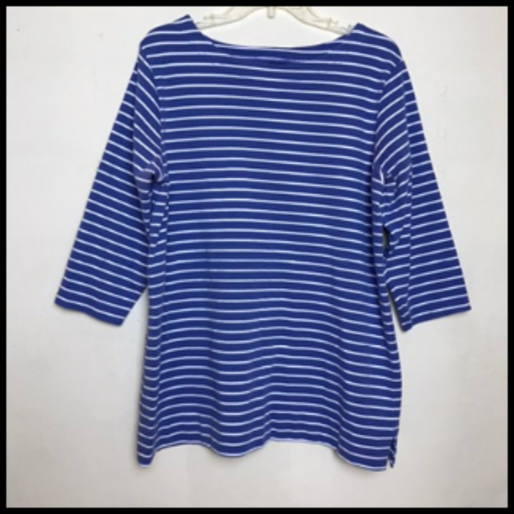 Catalina Tops - Purple White Stripe Cotton T-knit Tunic Top  Sz L